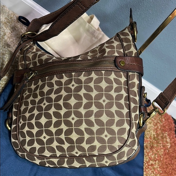 Fossil Leather Brown & Tan Crossbody Bag with Timeless Design EUC - Picture 13 of 16